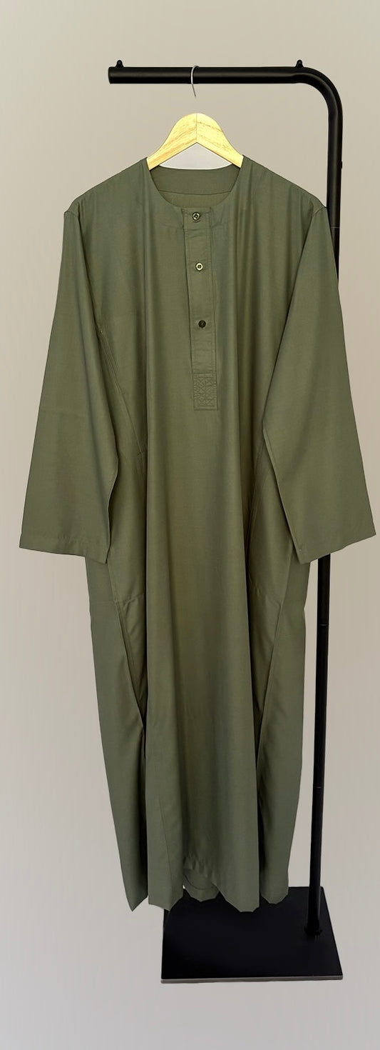 Olive Green Sudani Jalabiya Sudanese Jallabiya 